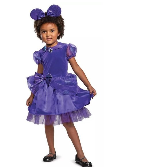 Toddler Girls Minnie Mouse Purple Costume Dress Sequined Ears Size 2T 3T/4T NWT - Picture 1 of 5